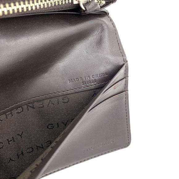 Givenchy Green Brown Fabric Leather Long Wallet - Picture 11 of 12